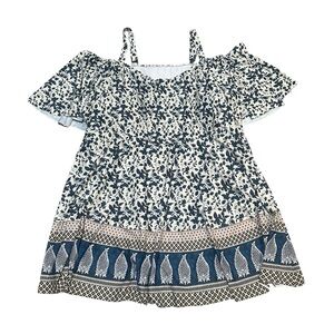 BloomChic Blue and White Floral Plus Size Swim Dress sz 26